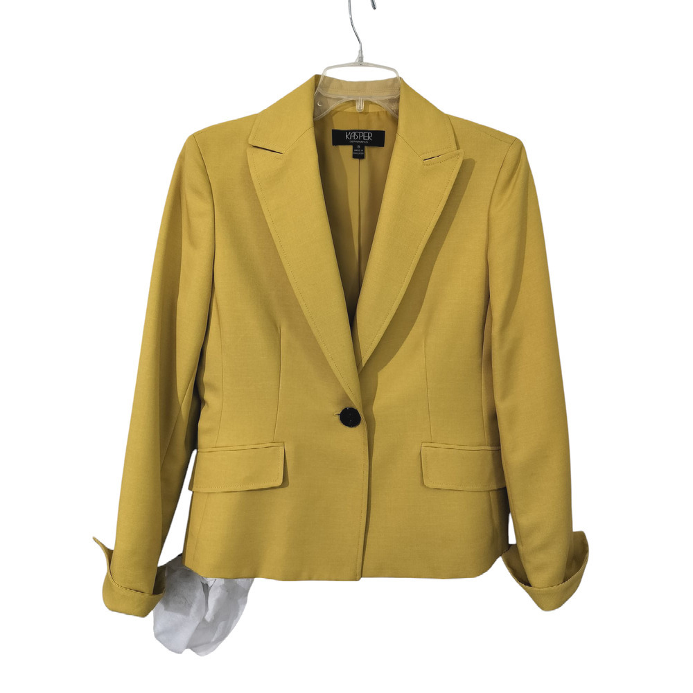 3324) Kasper Separates (Dull) Yellow One-Button Office Blazer Sizes 8